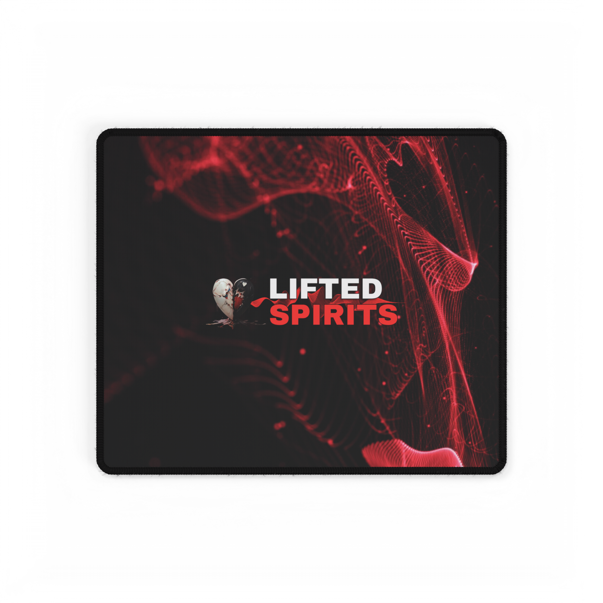 Lifted Spirits Red Wave Logo Gaming Desk Mat – Extended Non-Slip Mouse Pad