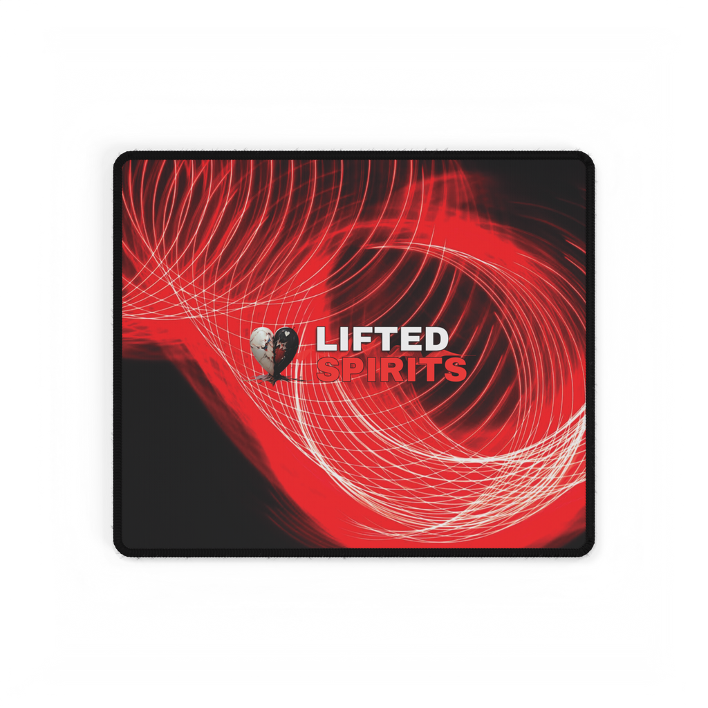 Lifted Spirits Red Flow Logo Gaming Desk Mat – Extended Non-Slip Mouse Pad