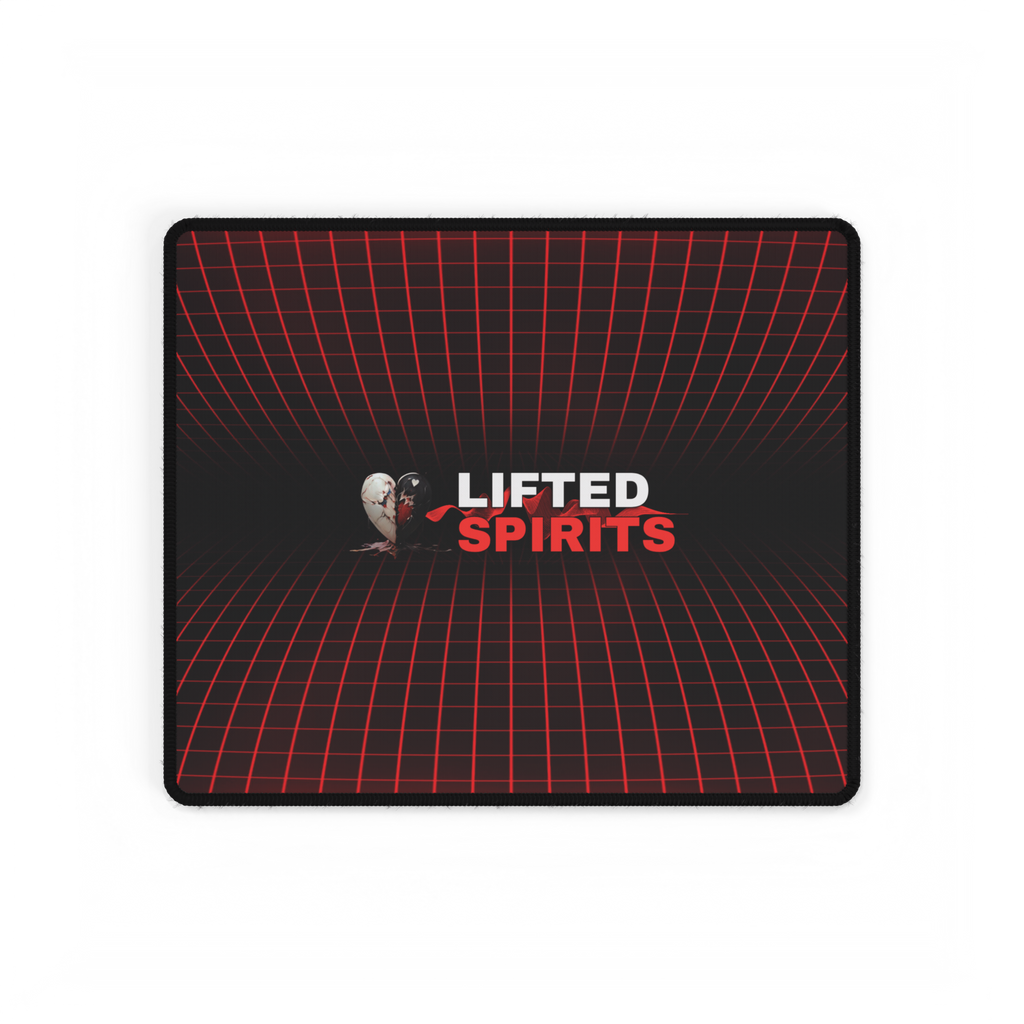 Lifted Spirits Red Grid Gaming Desk Mat – Extended Non-Slip Mouse Pad