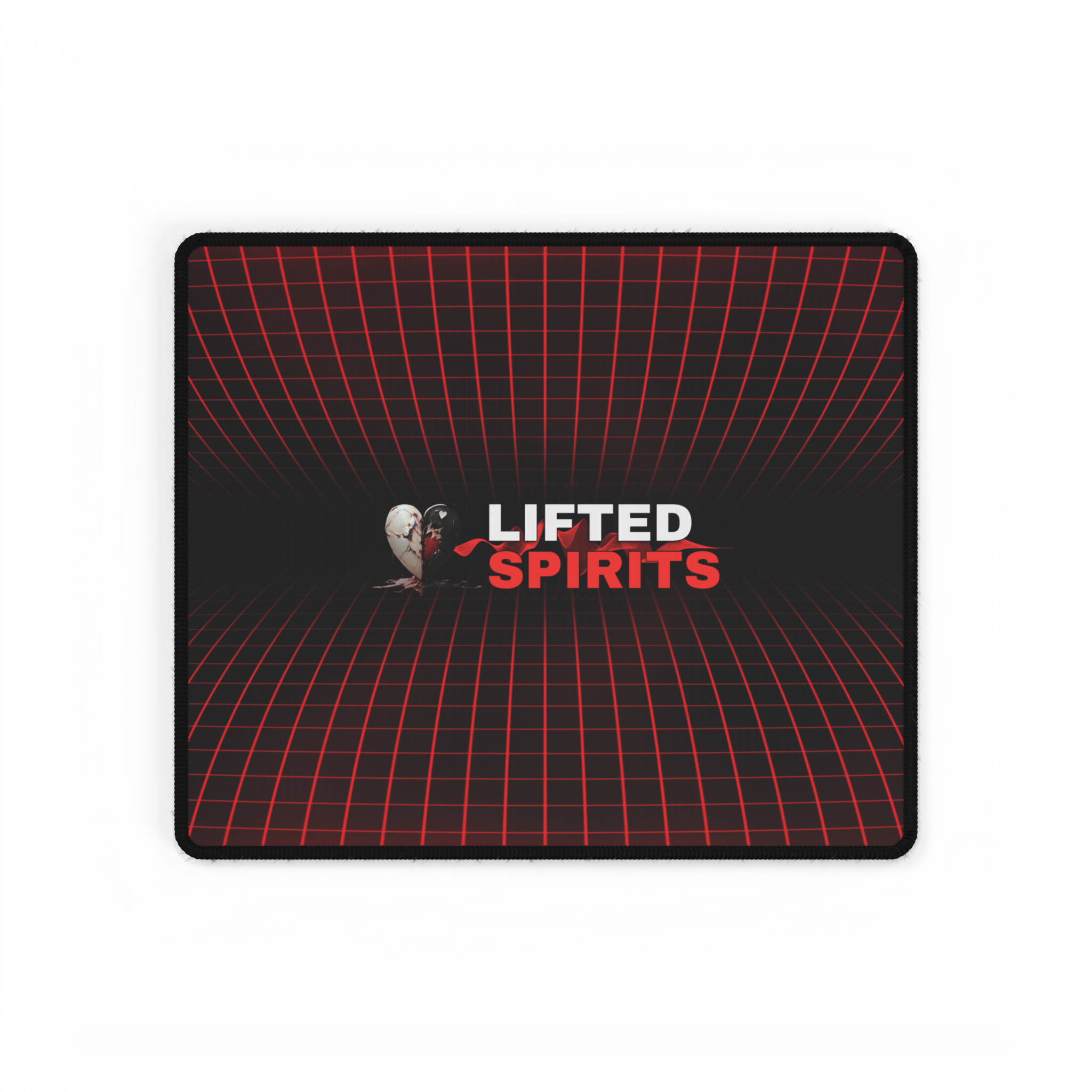 Lifted Spirits Red Grid Gaming Desk Mat – Extended Non-Slip Mouse Pad