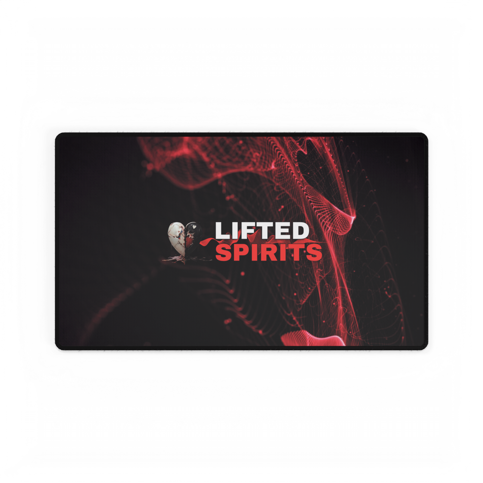Lifted Spirits Red Wave Logo Gaming Desk Mat – Extended Non-Slip Mouse Pad
