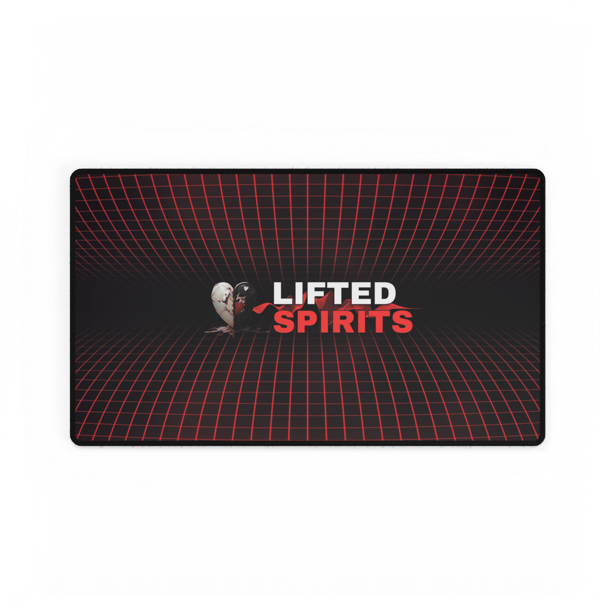 Lifted Spirits Red Grid Gaming Desk Mat – Extended Non-Slip Mouse Pad