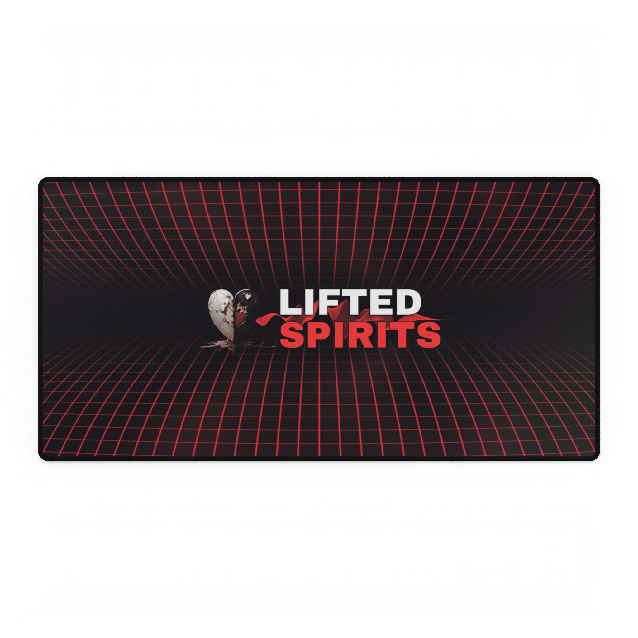 Lifted Spirits Red Grid Gaming Desk Mat – Extended Non-Slip Mouse Pad