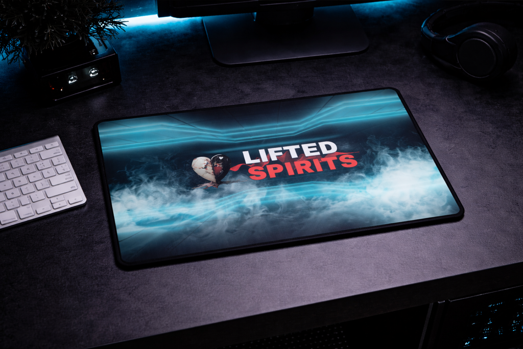 Lifted Spirits Neon Smoke Gaming Desk Mat – Extended Non-Slip Mouse Pad