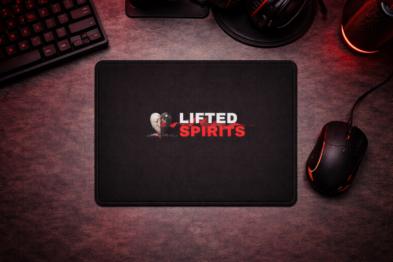 Lifted Spirits Black Mouse Pad – Smooth Non-Slip Gaming Mat