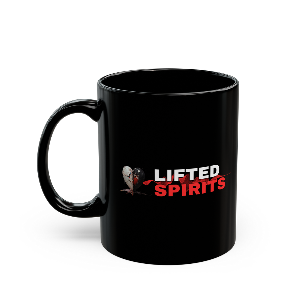 Lifted Spirits Black Ceramic Mug – 11oz & 15oz Coffee Cup