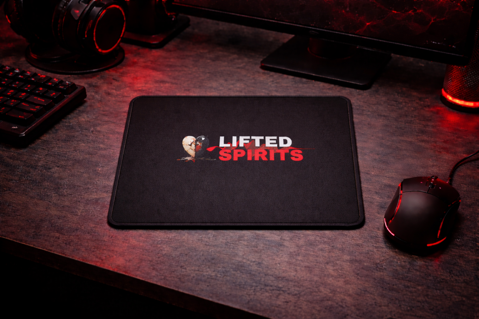 Lifted Spirits Black Mouse Pad – Smooth Non-Slip Gaming Mat