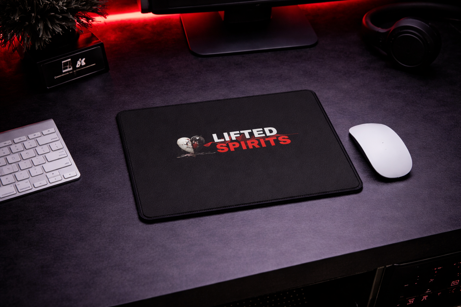 Lifted Spirits Black Gaming Desk Mat – Large Mouse Pad with Non-Slip Base