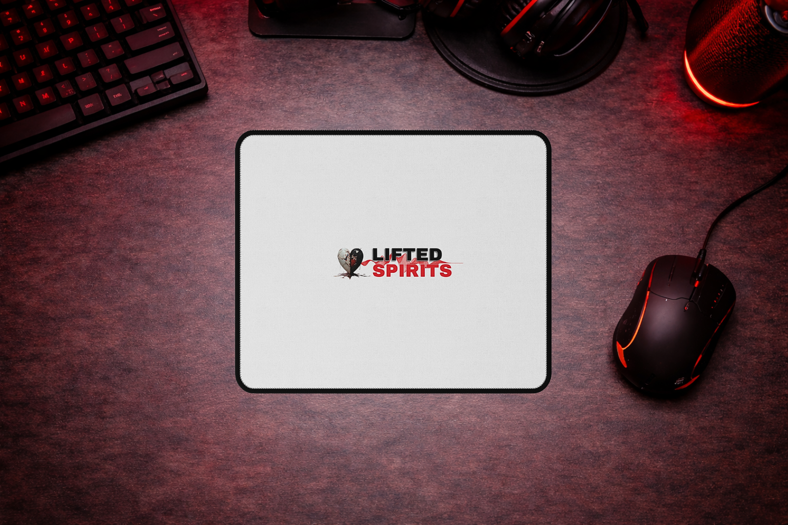 Lifted Spirits White Mouse Pad – Smooth Non-Slip Gaming & Office Mat