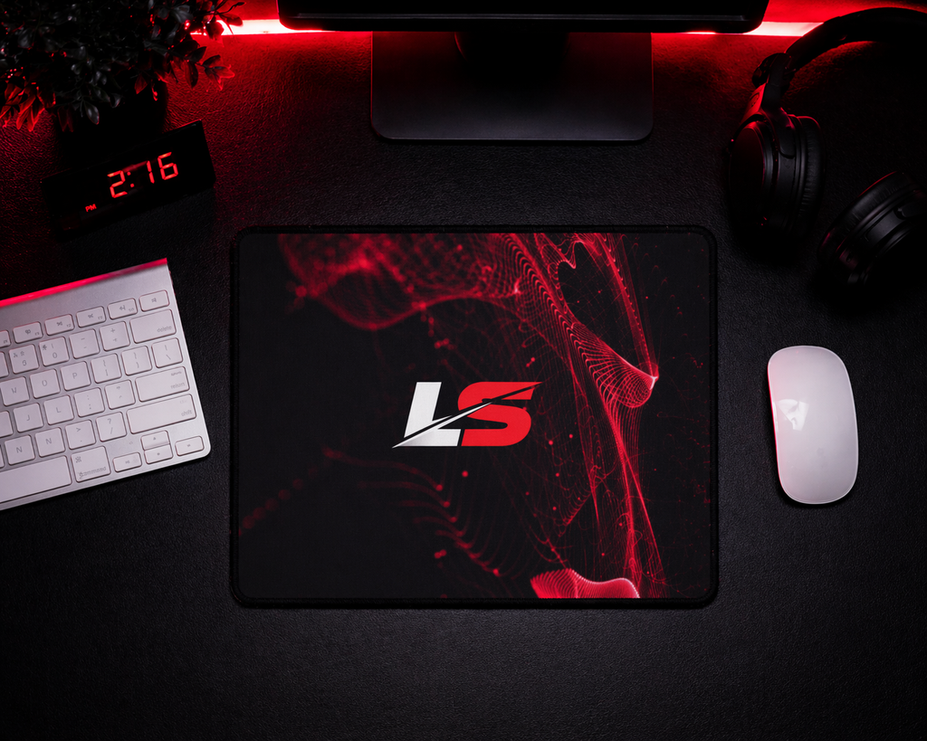 Lifted Spirits Red Wave Gaming Desk Mat – Non-Slip Extended Mouse Pad for Gaming & Setup