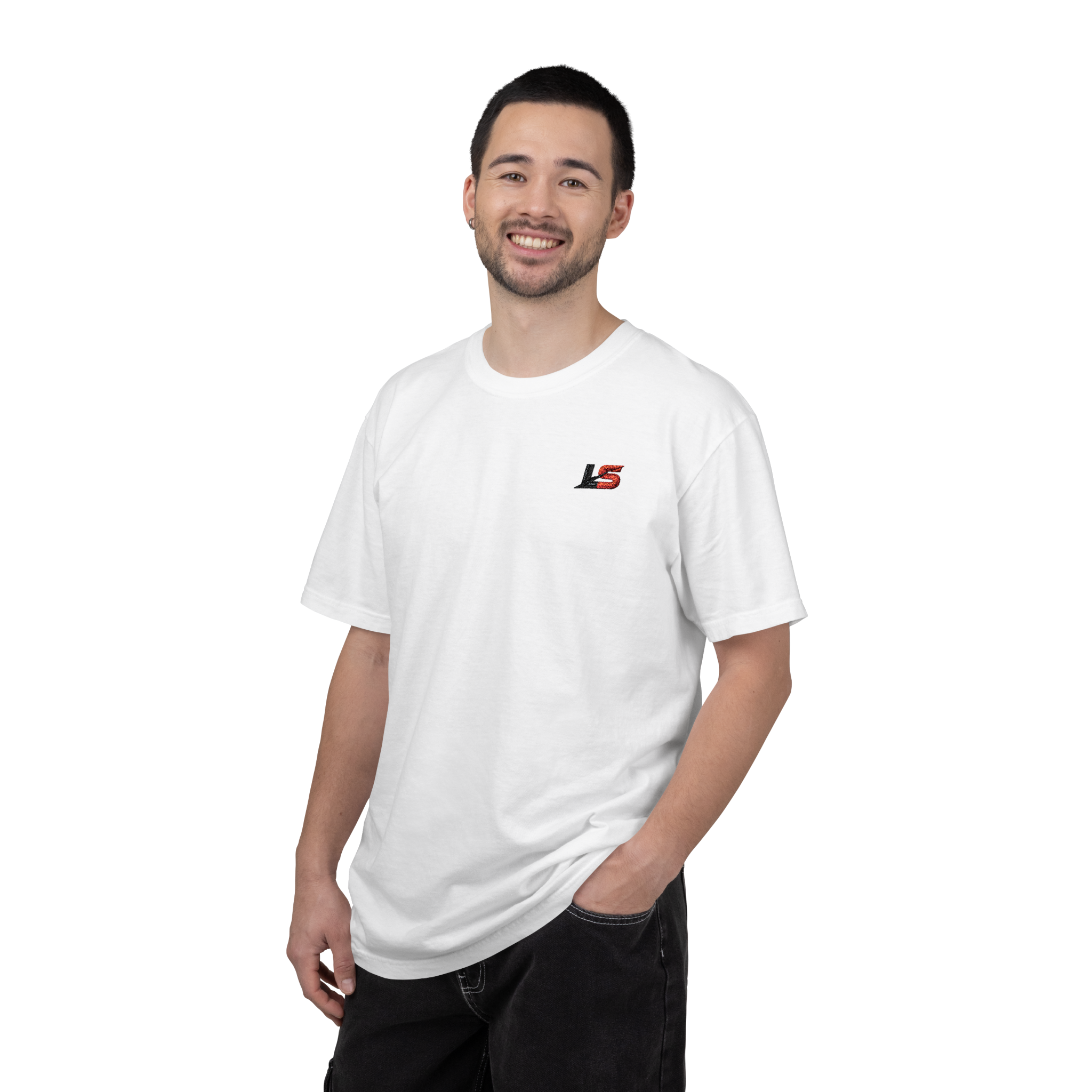 White LS Unisex Garment-Dyed T-shirt