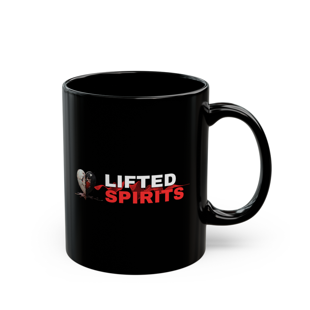 Lifted Spirits Black Ceramic Mug – 11oz & 15oz Coffee Cup