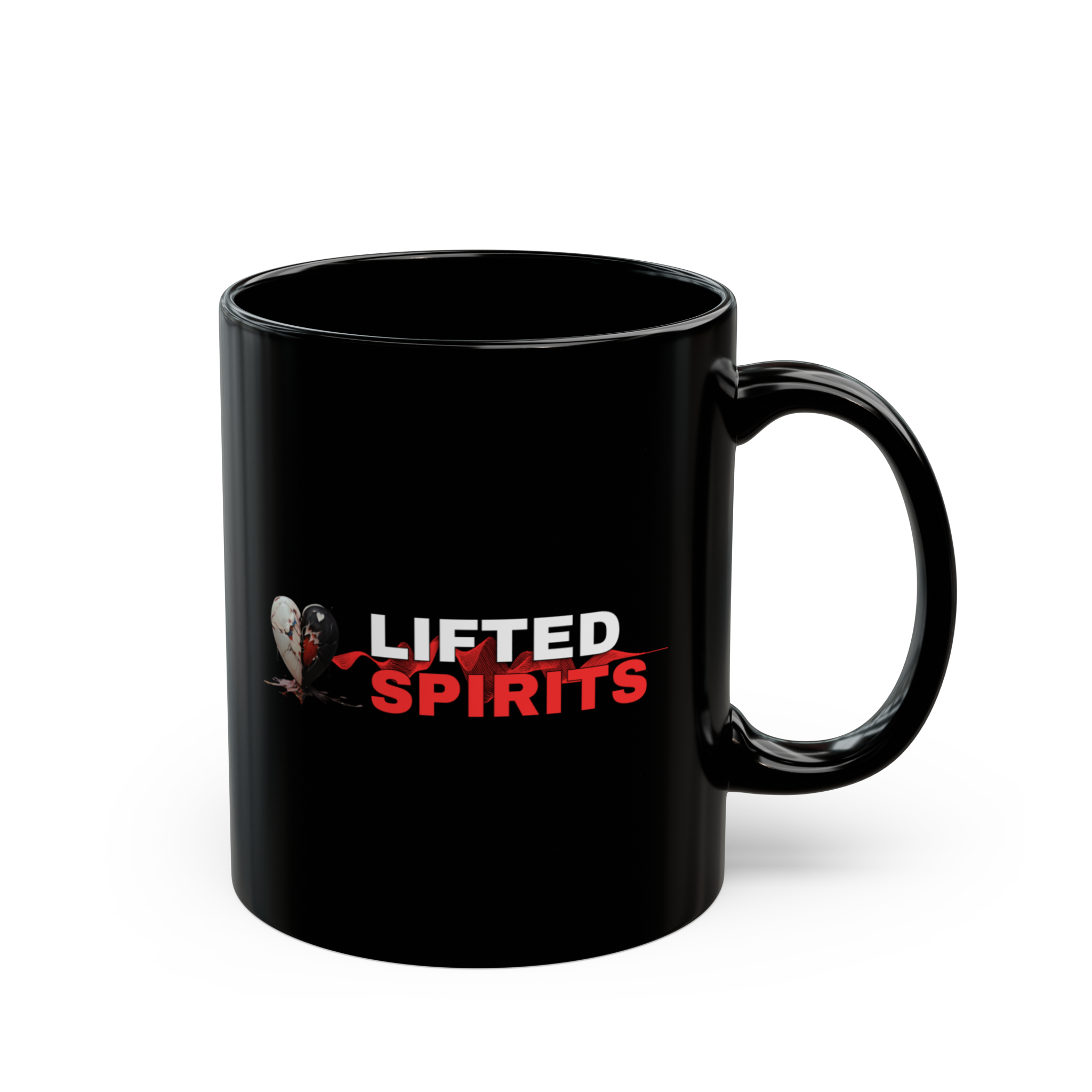 Lifted Spirits Black Ceramic Mug – 11oz & 15oz Coffee Cup