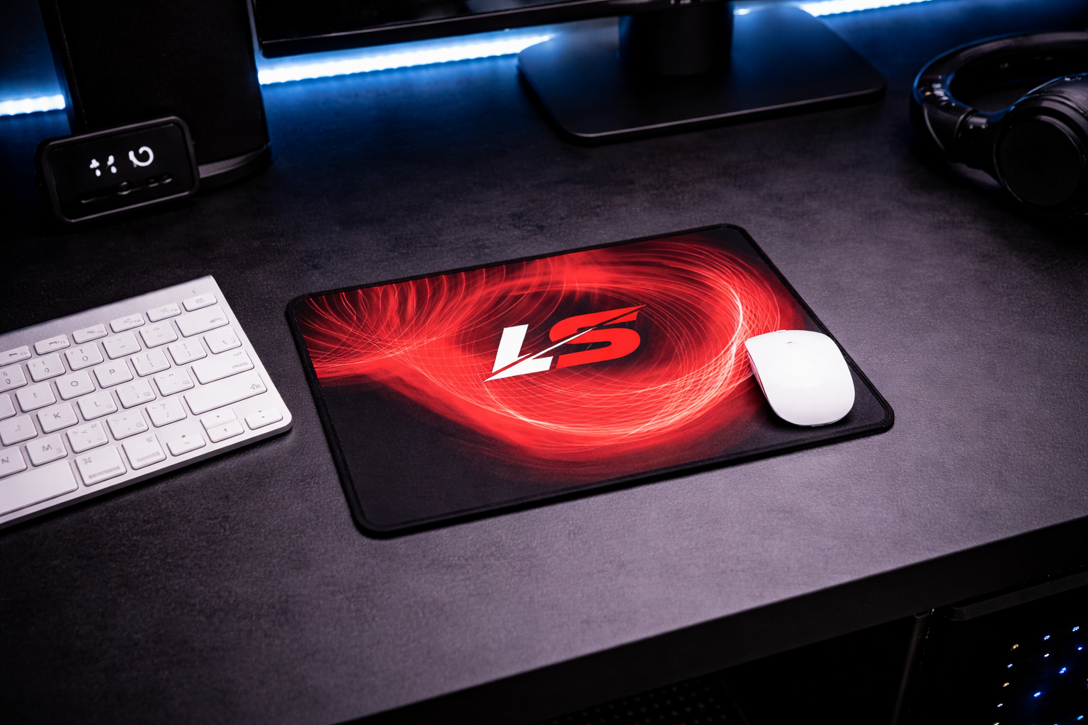 Lifted Spirits Red Flow Gaming Desk Mat – Non-Slip Extended Mouse Pad for Gaming & Setup
