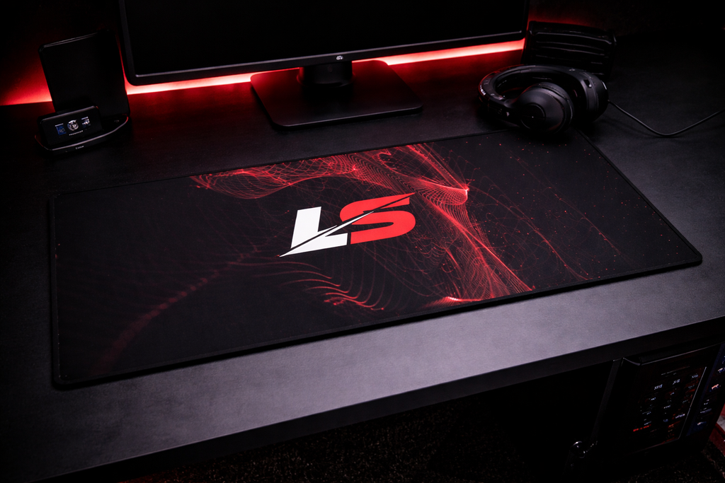 Lifted Spirits Red Wave Gaming Desk Mat – Non-Slip Extended Mouse Pad for Gaming & Setup