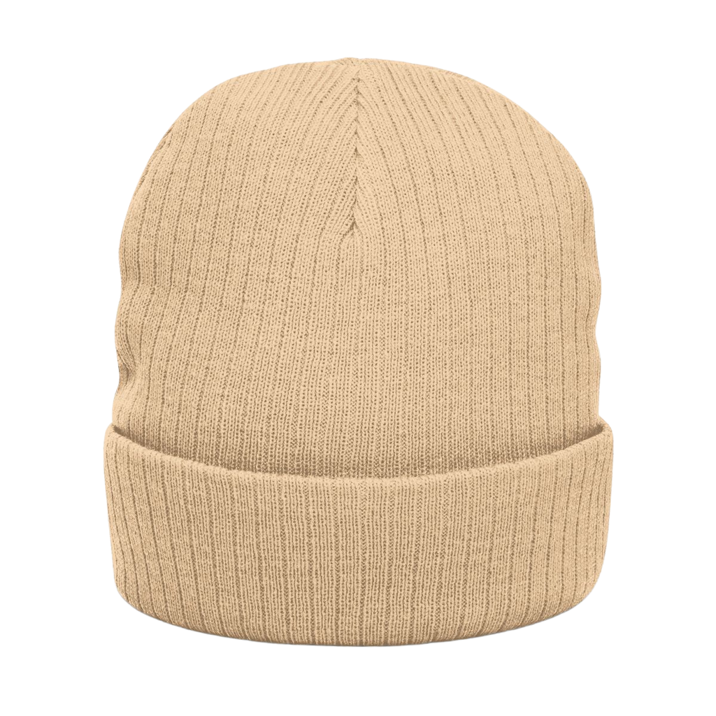 Lifted Spirits Ribbed Knit Beanie (Black) – Embroidered Cuffed Winter Hat