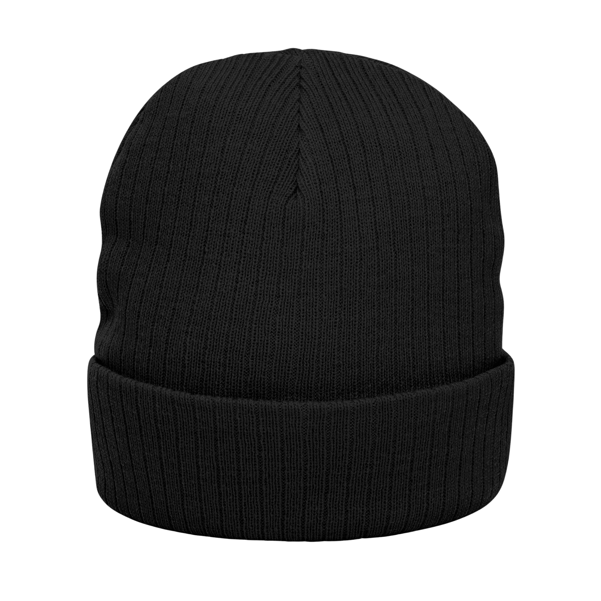 Lifted Spirits Ribbed Knit Beanie (Black) – Embroidered Cuffed Winter Hat