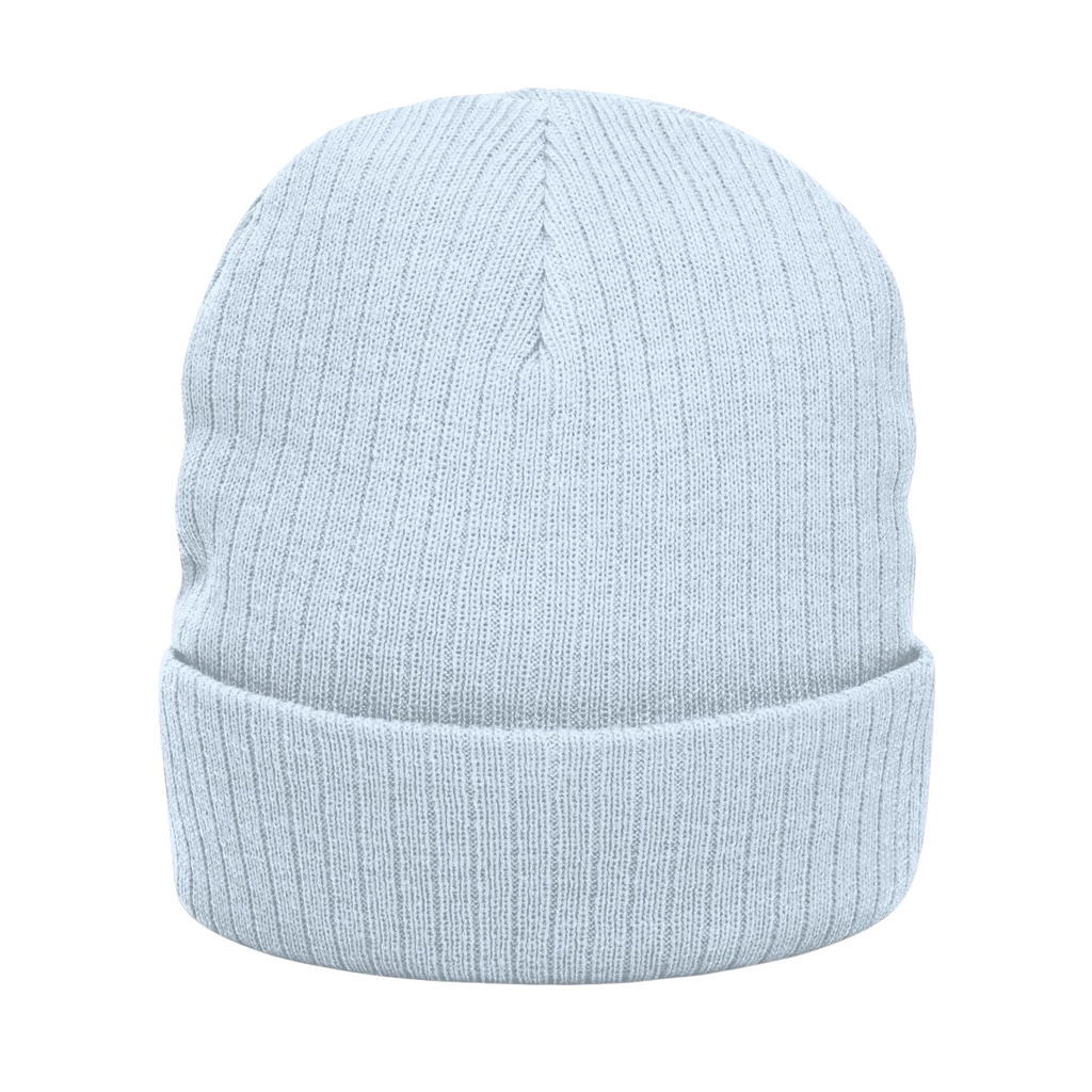 Lifted Spirits Ribbed Knit Beanie (Black) – Embroidered Cuffed Winter Hat